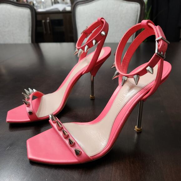 Alexander McQueen Punk Spike Stud Coral Pink Heels Size 40 - Picture 5 of 8